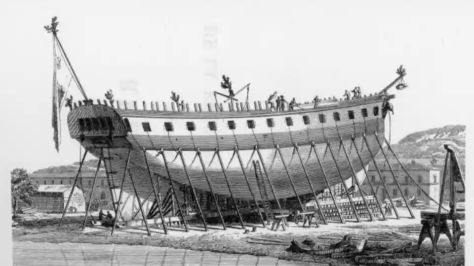 photo de construction navale d'un bateau a Paimboeuf