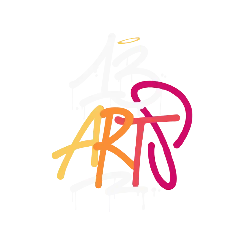logo de l'association, avec 13 arts avec de la peinture coulante en blanc, jaune, orange et rouge